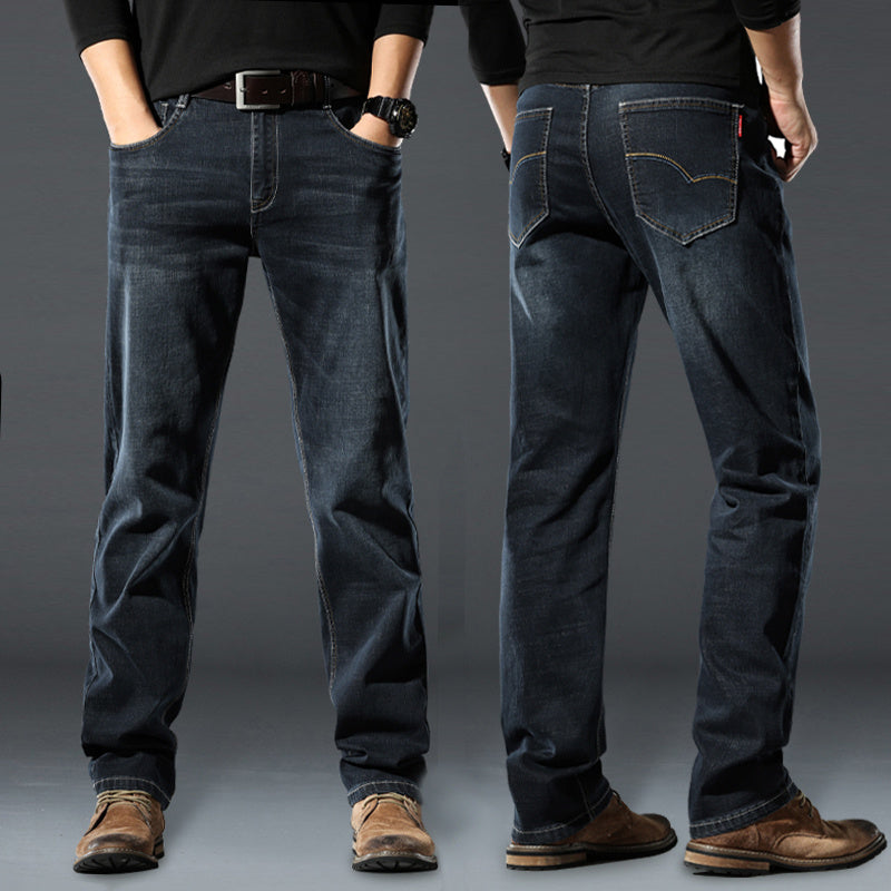 Hochelastische Herren-Jeans mit gerader Passform und lockerem Schnitt für Frühling und Herbst