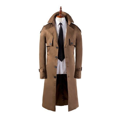 Trench-coat ultra long pour homme, coupe slim, coupe décontractée, au-dessus du genou