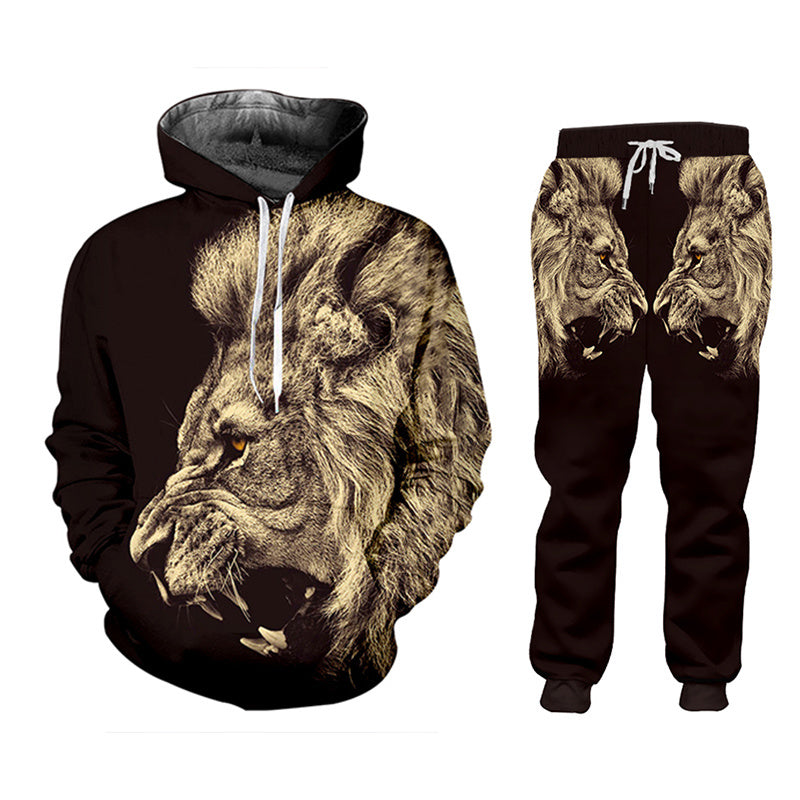 Lässiger Herren-Trainingsanzug mit Kapuze und Hose mit D-Druck