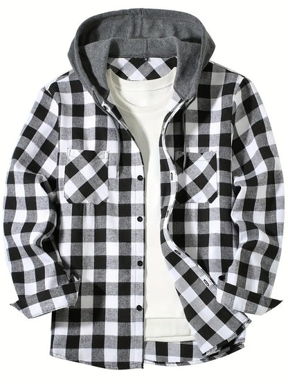 Chemise à capuche à carreaux pour homme