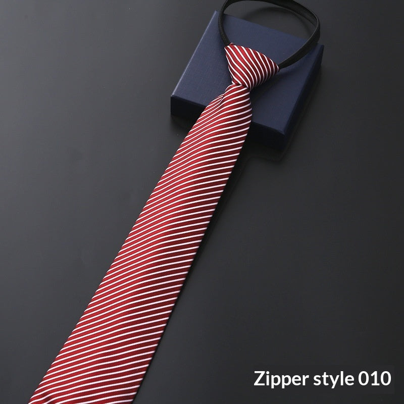 Mens Business Formal Zipper Tie With Blue Stripes - ARCHSHOPE