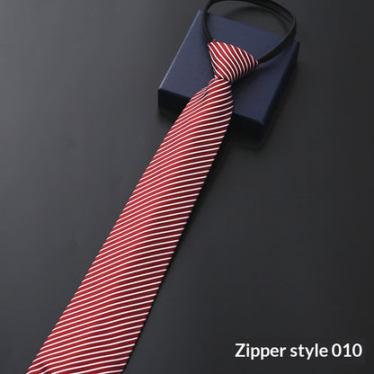 Mens Business Formal Zipper Tie With Blue Stripes - ARCHSHOPE