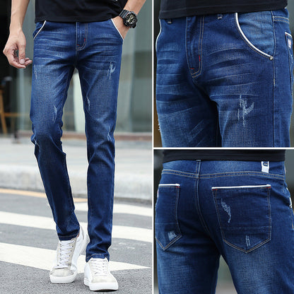 Jean de printemps pour homme, coupe slim, noué à la cheville
