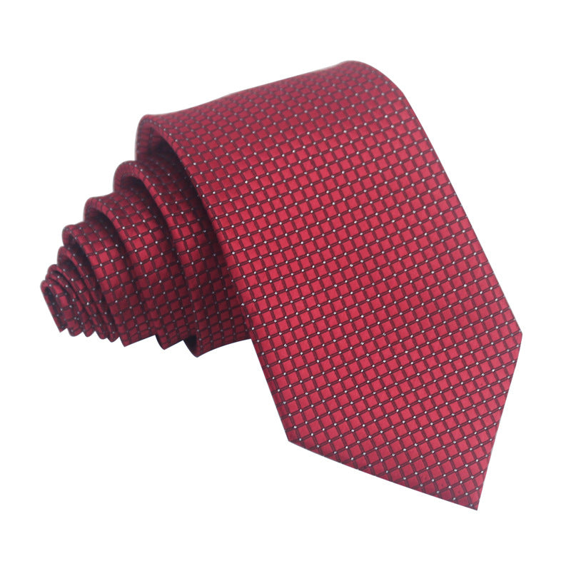 8CM Polyester Jacquard Striped Tie Men's Business Formal Red Black Blue - ARCHSHOPE