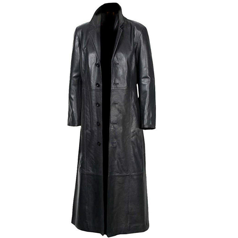 Plus Size Lederjacke Motorrad Herren Duster Pelzmantel