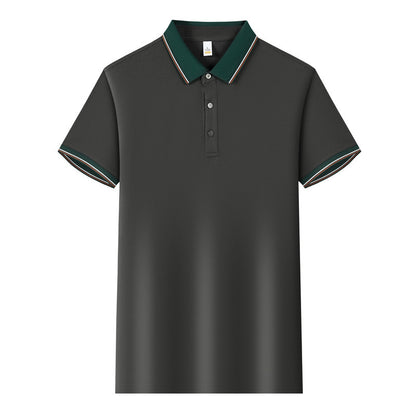 Color Stitching Turnover Neck Short-sleeved Shirt Workwear