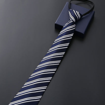 Mens Business Formal Zipper Tie With Blue Stripes - ARCHSHOPE