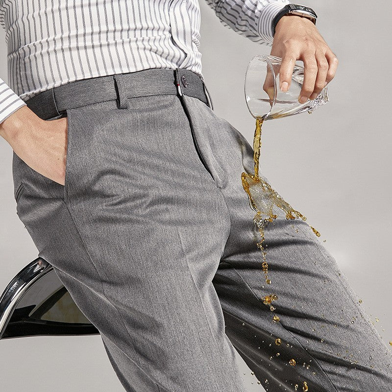 Pantalon de costume pour homme, coupe droite, sans repassage, style business