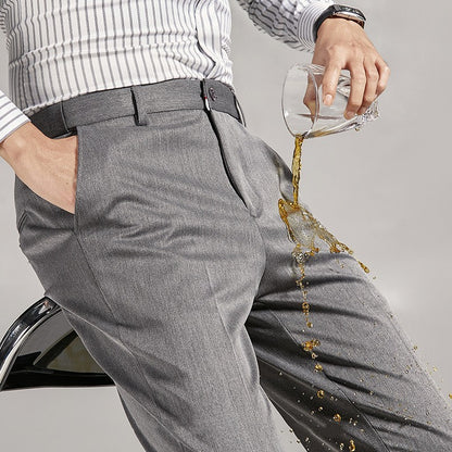 Pantalon de costume pour homme, coupe droite, sans repassage, style business