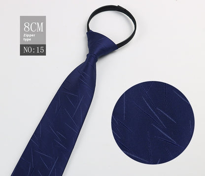 Black Men's Tie Striped Blue Business Tie Lazy Zip Tie In Stock Wholesale Pull Peels - ARCHSHOPE