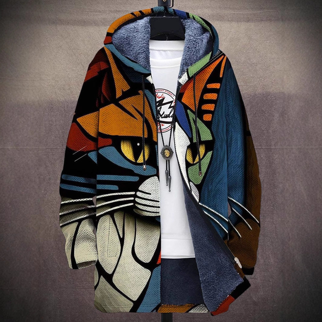 Lässige Herrenjacke mit Reißverschluss und Kapuze, baumwollgefüttert