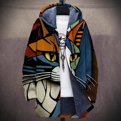 Lässige Herrenjacke mit Reißverschluss und Kapuze, baumwollgefüttert