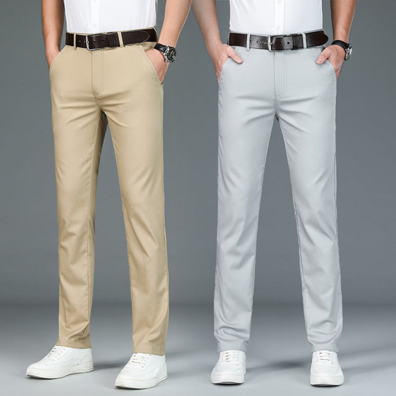 Sommer Eis Seide Anzug Hosen Männer Casual Hosen Gerade Lose Business Hosen Dünne