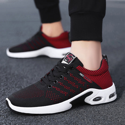 Chaussures tendance en maille à rayures pour hommes, baskets respirantes à lacets, chaussures de course légères et décontractées