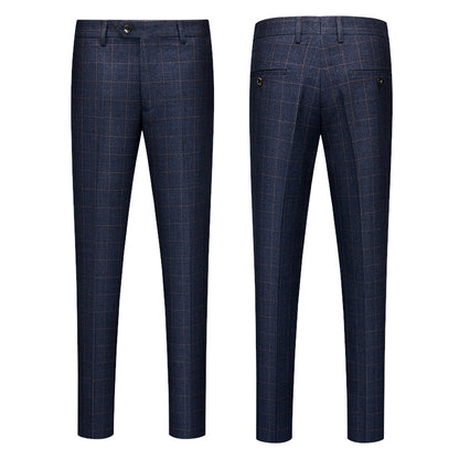 Herren Plaid High-End-Anzughose Korean Slim Straight Casual Pants