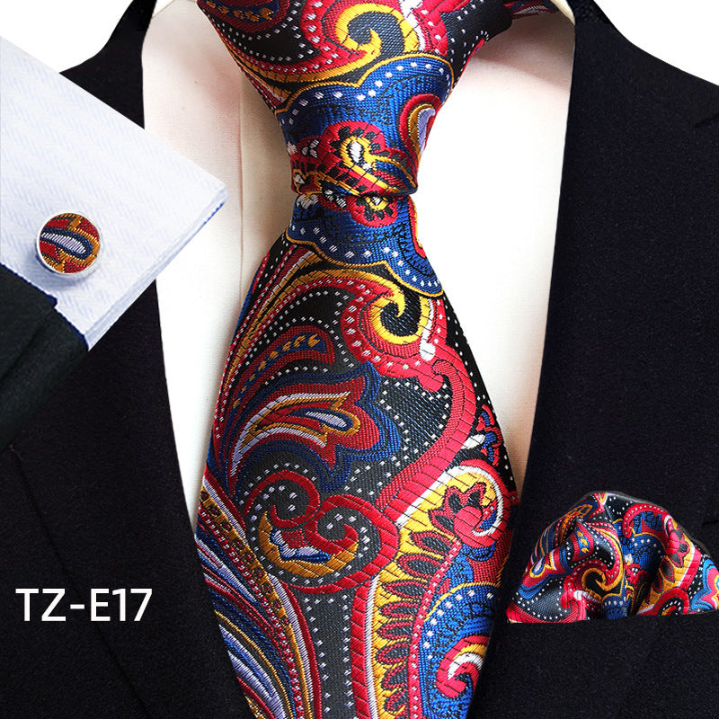 Paisley Tie Square Scarf Pocket Square Cufflinks Three-piece Set - ARCHSHOPE