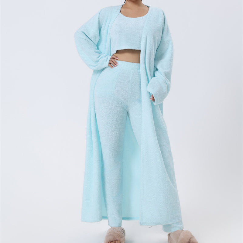 Cozy Pajama Set, 3 Piece Lounge Set, Cute Loungewear, Warm Suit Sets, Matching Set, Lounge Set, 3 Piece Pant Sets, Women Winter Dress - ARCHSHOPE