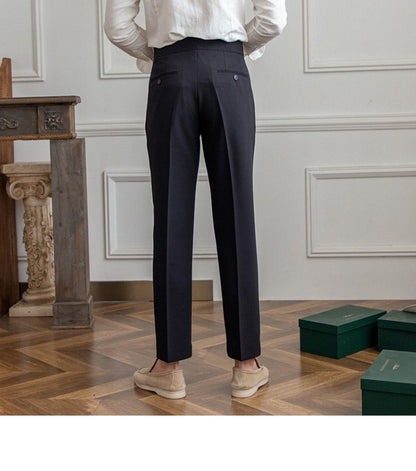 Lässige Herren Paris Schnalle Straight Business Small Naples Bügelfreie All-Match Anzughose