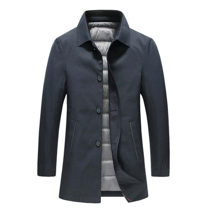 Leichte und dünne Daunenjacke, mittlere und lange Daunen-Windjacke