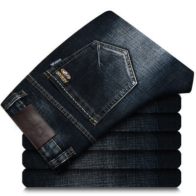 Elastische herbst und winter hohe grade männlichen jeans business gerade rohr reparatur marke jeans männer lose größe männer tragen