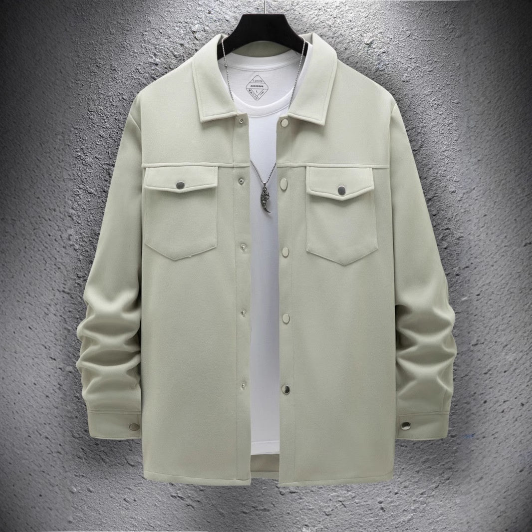 Veste décontractée à simple boutonnage pour homme, couleur unie, pour le printemps et l'automne