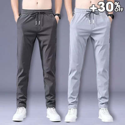 Ice Silk Pants Herren Sommer Dünne Freizeithose Lose Gerade Atmungsaktiv
