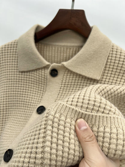Twist Jacquard Revers Pullover Cardigan Herren Oberbekleidung Herbst und Winter Trends Mode Slim Knit Top Coat