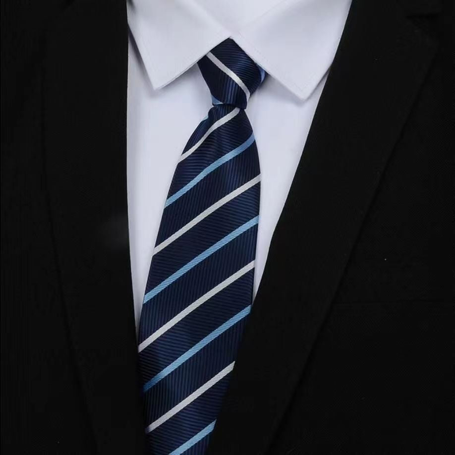 Mens Business Formal Zipper Tie With Blue Stripes - ARCHSHOPE