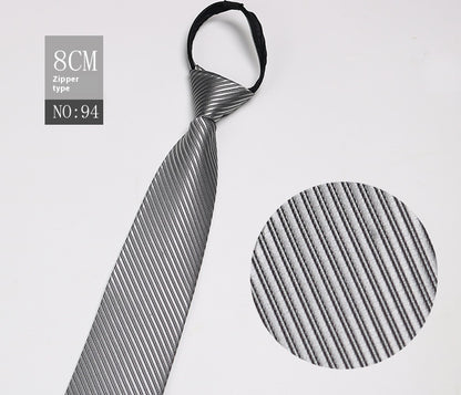 Black Men's Tie Striped Blue Business Tie Lazy Zip Tie In Stock Wholesale Pull Peels - ARCHSHOPE
