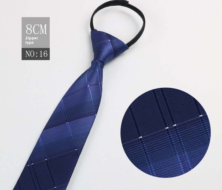 Black Men's Tie Striped Blue Business Tie Lazy Zip Tie In Stock Wholesale Pull Peels - ARCHSHOPE