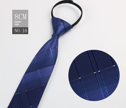 Black Men's Tie Striped Blue Business Tie Lazy Zip Tie In Stock Wholesale Pull Peels - ARCHSHOPE