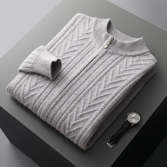 Cardigan épais à col mi-haut pour homme, automne et hiver