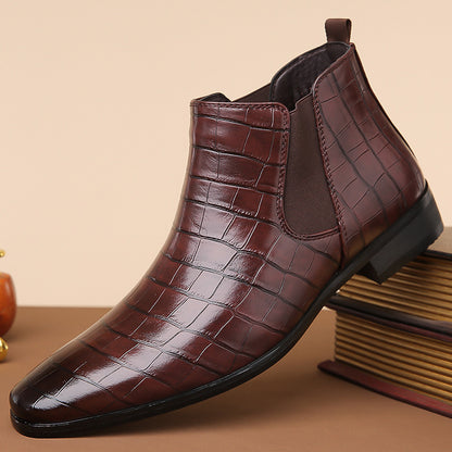 Bottines Chelsea montantes en cuir brillant pour homme, pointure 48