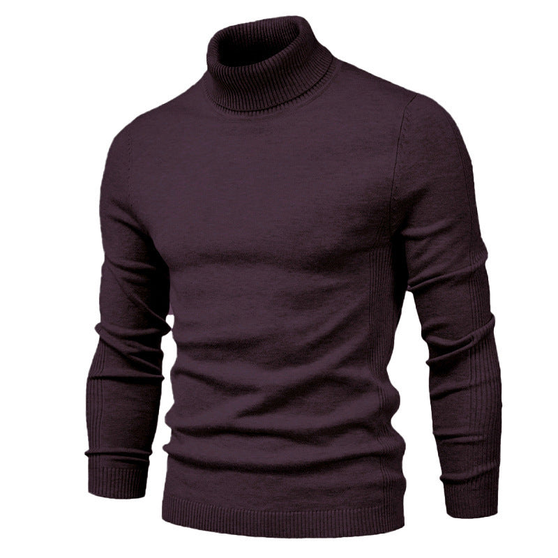 Men's Solid Color Slim Pullover Turtleneck Sweater Winter Casual Tops Clothing - ARCHSHOPE