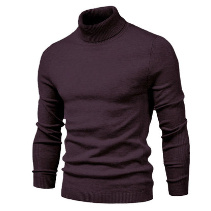 Men's Solid Color Slim Pullover Turtleneck Sweater Winter Casual Tops Clothing - ARCHSHOPE