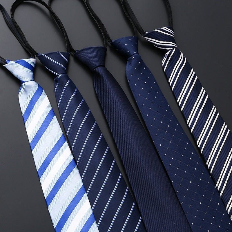 Mens Business Formal Zipper Tie With Blue Stripes - ARCHSHOPE