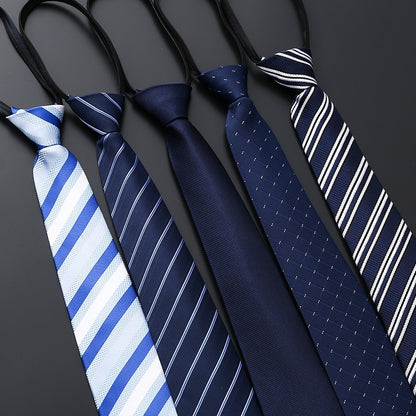 Mens Business Formal Zipper Tie With Blue Stripes - ARCHSHOPE