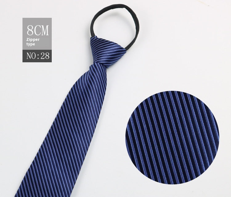 Black Men's Tie Striped Blue Business Tie Lazy Zip Tie In Stock Wholesale Pull Peels - ARCHSHOPE