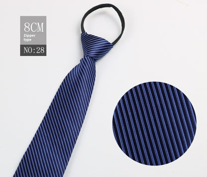 Black Men's Tie Striped Blue Business Tie Lazy Zip Tie In Stock Wholesale Pull Peels - ARCHSHOPE