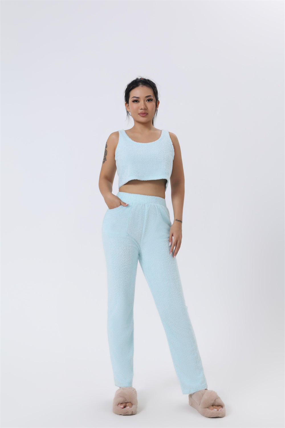 Cozy Pajama Set, 3 Piece Lounge Set, Cute Loungewear, Warm Suit Sets, Matching Set, Lounge Set, 3 Piece Pant Sets, Women Winter Dress - ARCHSHOPE