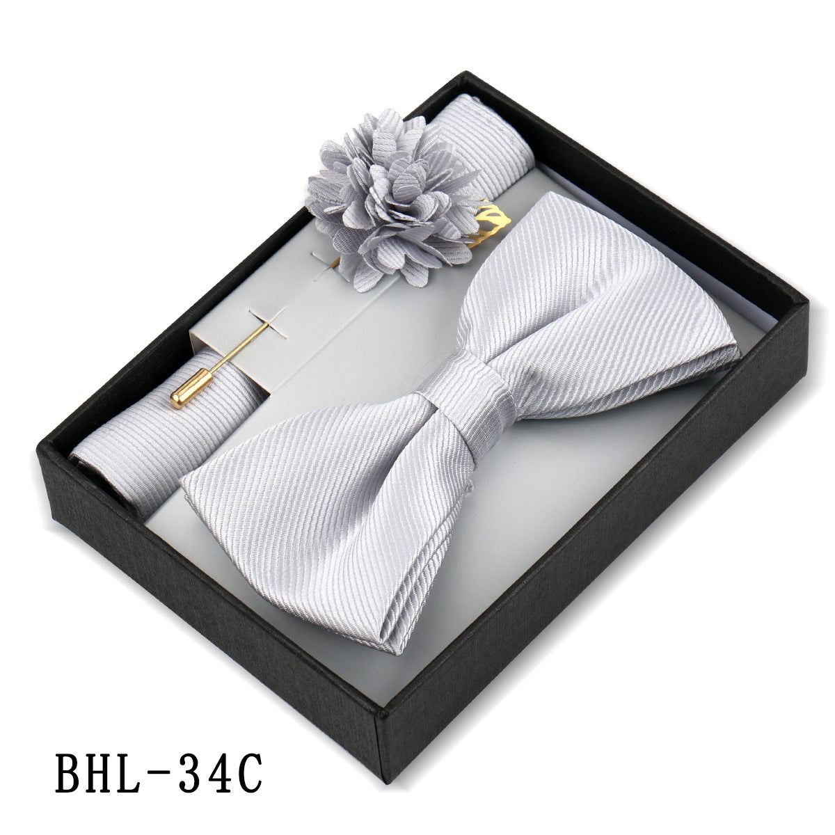 Mens Bow Tie, Pocket Square, And Brooch Gift Set - ARCHSHOPE