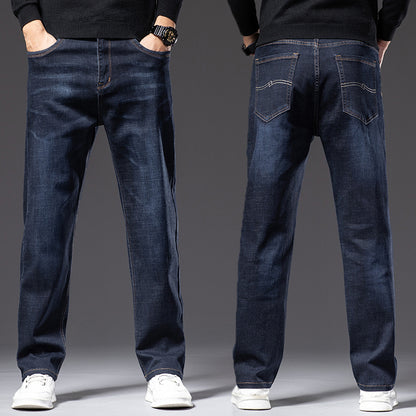 Hochelastische Herren-Jeans mit gerader Passform und lockerem Schnitt für Frühling und Herbst