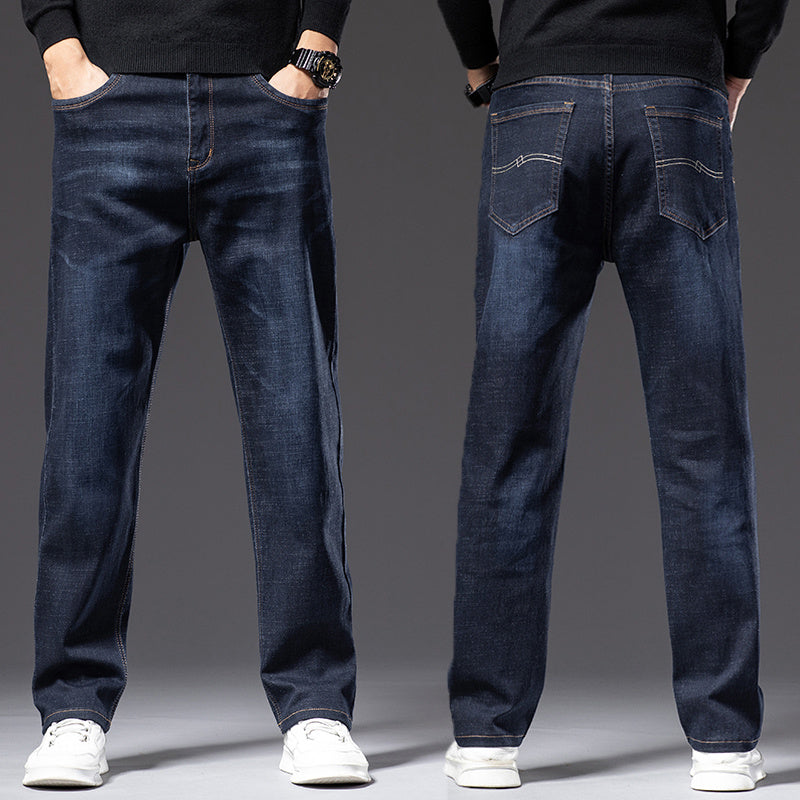 Hochelastische Herren-Jeans mit gerader Passform und lockerem Schnitt für Frühling und Herbst
