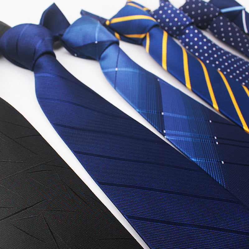8CM Polyester Jacquard Striped Tie Men's Business Formal Red Black Blue - ARCHSHOPE