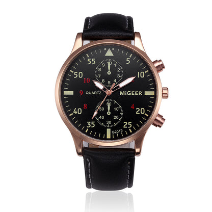 MIGEER Retro Design Men Watches Casual PU Leather Band Analog Alloy Quartz Wrist Watch Relogio masculino montre homme Clock New - ARCHSHOPE