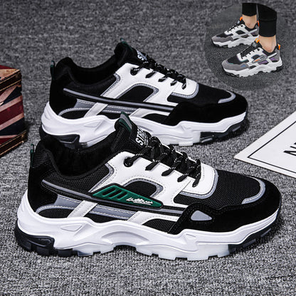 Schwarz-weiße Schnür-Sneakers für Herren, atmungsaktiv, für den Außenbereich, leichte Laufsportschuhe