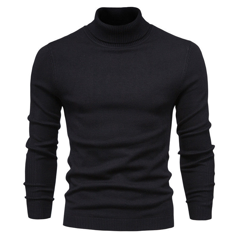Men's Solid Color Slim Pullover Turtleneck Sweater Winter Casual Tops Clothing - ARCHSHOPE