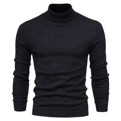 Men's Solid Color Slim Pullover Turtleneck Sweater Winter Casual Tops Clothing - ARCHSHOPE
