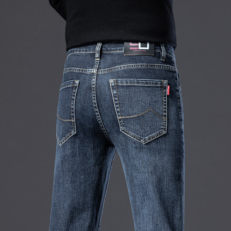 Jean molletonné rembourré pour homme, coupe droite, slim, élastique, épais