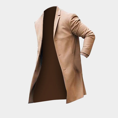 Fashion Winter Men's Trench Long Jackets Coats Overcoat Classic Jackets Solid Slim Fit Outwear Hombre Men Clothes Khaki Black - ARCHSHOPE